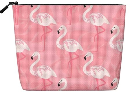JaoXer Summer Flamingo Palm Leaves Fake Hemp Makeup Bag, Toiletry Organizer â€“ One Pack for Multiple Daily Uses, Business Trip Companion