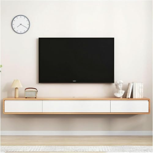 BTURYT Floating TV Cabinet-Tv Lowboard Hanging-Solid Wood TV Lowboard for Hanging, WLAN Router, DVD Storage Shelves, Wall Mounting TV Cabinet, Media Console Entertainment Center TV Shelf ~/