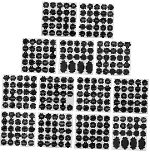 SHOWERORO Kreative Tafel Aufkleber 13 Blätter für Gewürzgläser Selbstklebende Labels Abwischbare Etiketten für Küche Wasserfest Dekorative Beschriftungen
