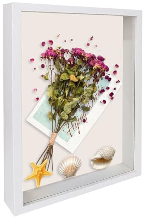 ‎3D Shadow Box Frame A4 Shadow Box 23x32cm Deep Box Frame Wooden Deep Box Display for Tabletop or Wall Display Deep Box Photo Frame for Crafts Memorabilia Flower Tickets Medal-White 4.5CM