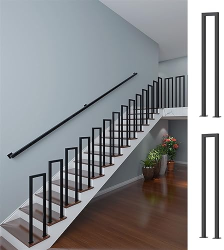 Cuadrado de hierro forjado negro para escalones y escaleras, ideal para jardín, casas, terrazas, balcones, uso interior y exterior, diseño en forma de U, 2 piezas