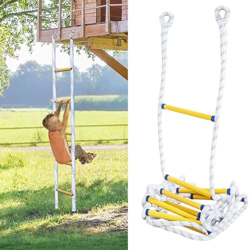 Fire Escape Ladders 3-45M Rescue Rope Ladder 50FT Escape Ladder Emergency Work Safety Response Fire Rescue Rock Climbing Escape Tree Outdoor Protect,25m/82ft