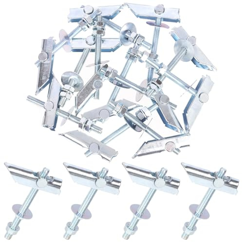 Glarks Lot de 12 boulons d'ancrage à bascule M6 x 100 mm avec kit de joints, chevilles à bascule en acier au carbone, ancrages muraux creux, ancrages à bascule pour cloison sèche, planche, brique de