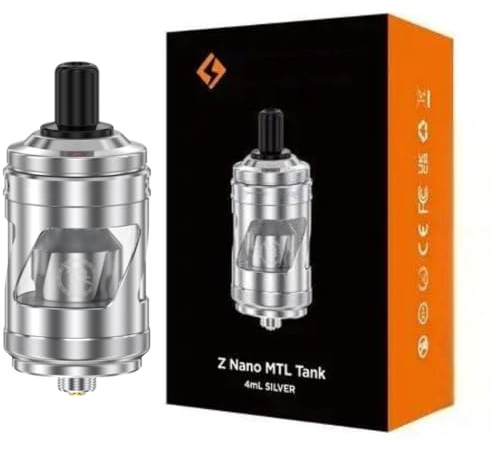 Atomizador Z Nano MTL Tanque 4 ML Gee-'kvape B MTL Coil 0,8 Ω/1,2 Ω (Plateado) conexión universal 510 [No compatible con B Coils] Vaporizador cigarrillo electrónico original - No Nicotine
