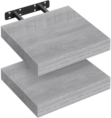 WOLTU Mensola da Muro Rettangolare Scaffale Libreria a Parete Decorazione per Cameretta Ufficio Porta CD/Dvd in Legno Rovere grigio 25cm, Set di 2, RG9365grei-2