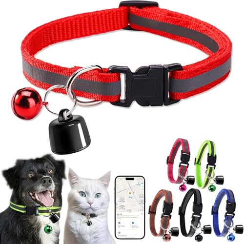 Starnearby Localizzatore GPS per Animali Domestici, Anti-Smarrimento, Collare GPS per Cani e Gatti, Senza Abbonamento, GPS Tracker per Animali Compatibile con iOS e Android (Rosso)