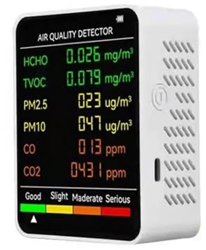 Rilevatore Gas, Rilevatore d'aria con display automatico multifunzionale for monitor a qualità 'aria 6 in 1, rilevatore d'aria for schermo da appendere a parete for ufficio interno