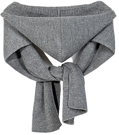 Einfarbiger Kapuzenschal, passender Strickschal, Schal, Mütze für stilvolle Wärme, kaltes Wetter, Damen-Schultertuch, Damen-Winter-Accessoires, grau, Einheitsgröße