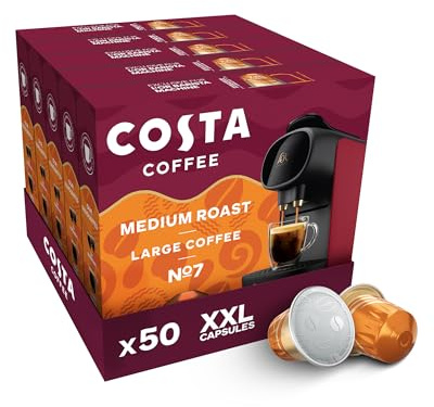 Costa Smooth Medium XXL Coffee Pods, Pack of 5, Total 50 Coffee Capsules