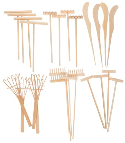 BESPORTBLE Herramientas De Rastrillo De Jardín para Decoración De Jardines Miniatura Accesorios para Jardines Zen De Oficina Juego De Mini Sellos De Rastrillo De Mesa para Jardín De Rocas