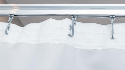probath Textil Duschvorhang Weiss - Breite und Höhe zur Auswahl - 90/120 / 150/180 / 200/220 / 240/320 Duschvorhangringe, Gardinenband oder Metallösen (240x200 cm mit Gardinenband)