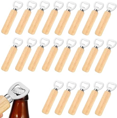 Flaschenöffner Holz, Bieröffner, Flaschenöffner mit Holzgriff Holz, Geschenk für Männer und Bierliebhaber,Geeignet für Zuhause Büro, 50 Stück