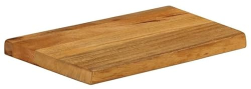 Eleganz Mesa de madera de mango maciza, 60 x 40 x 3,8 cm, con borde de árbol, aspecto de roble, mesa rústica para cocina, salón o jardín, duradero y natural