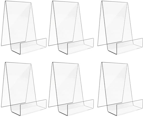 6PCS Acryl Buchständer Plexiglas Buchständer Klarer Acryl-Bücherständer A4 Buchstütze Book Stand Flyerständer für Büchern,Notebooks,Bilderalben,Bilderbücher