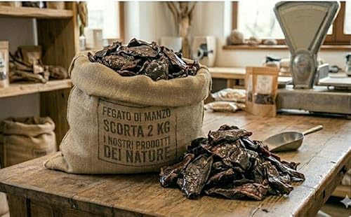 Dei NATURE Torkad nötköttlever för hundar, 2 kg lagerpaket, 100 % naturligt högt proteininintag, lågt kaloriinnehåll, lämplig barf diet