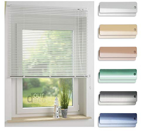 ourdeco® Aluminium-Jalousie / 140 x 220 Weiß (Breite x Höhe) / Montage an Wand oder Decke, Premium Alu-Jalousie