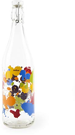 Excelsa Bottiglia, Trasparente con Decoro Dripping, Capacità: 1 litro