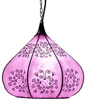 Marrakesch Plafonnier au henné oriental Violet Kabir 32cm Grande | Lampe marocaine en cuir Lampe au henné | Lampes orientales pour salon cuisine ou à suspendre au-dessus de la table à manger