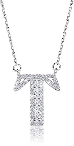 Beydodo Kette Silber 925 Anhänger Zirkonia Buchstabe T Halskette Silber Hochzeit Partnerkette