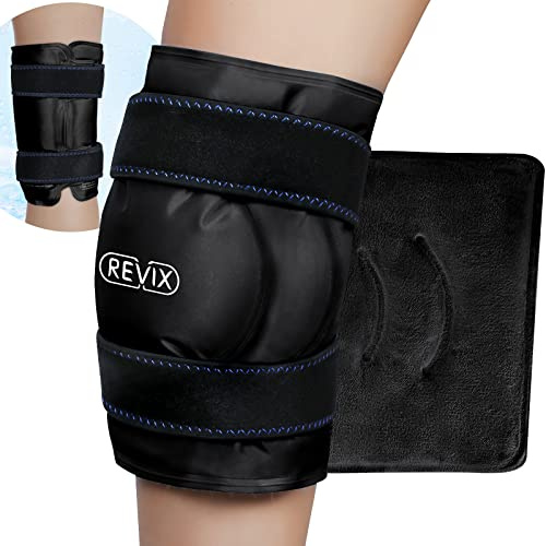 REVIX Poche de glace genou XL, Gel froid flexible réutilisable, Noir