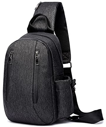FANDARE Retro Brusttasche Sling Bag Sling Rucksack Schultertasche Crossbody Bag Business Umhängetasche Sporttasche Herren Reisen Wandern Wasserdicht Nylon Daypacks Schwarz