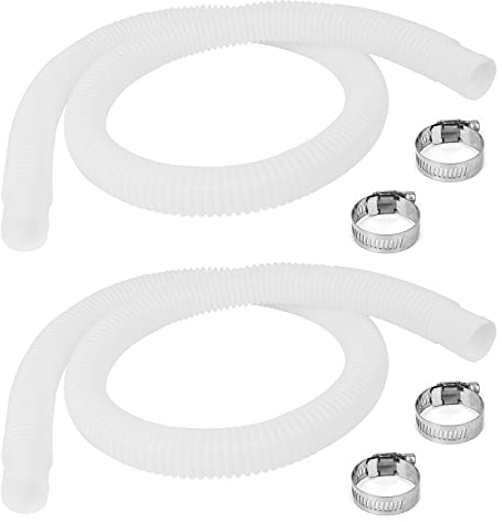 Schwimmbadschlauch Poolschlauch Ø 32mm - für Intex oberirdische Pools Zubehör Poolpumpe Ersatzschlauch, Poolfilter Ersatzschlauch 59 x 1.25 mit 4 Klammern - 2St