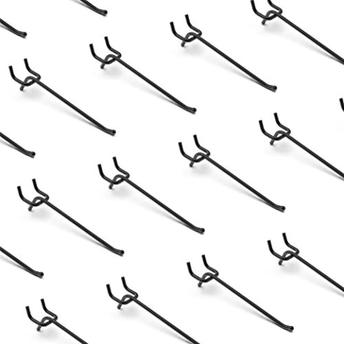 HUHOLE Lochwand Haken 15 cm, 25 Stück, Schwarz, extra stabil und robustes, Pegboard Zubehör für Werkzeugwand, Garage und Einzelhandel, Haken für Lochwand passend für 25 mm Lochabstand und 6 mm Loch