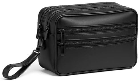 Sotala Herren Handgelenktasche XXL Echtleder Handtasche Geldbörse mit Reißverschluss – Dokumententasche mit Handschlaufe Organizer/Clutch Reise, Business & Freizeit-Tasche für Männer Schwarz