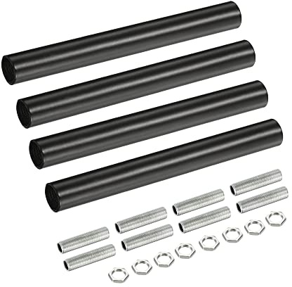sourcing map 4 Set Verlängerungsstangensatz, Verbindungsmutter M10 100 mm / 3,94 Überwurfmutter mit Gewinderohr, Gewindeverlängerung, Schwarz