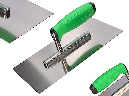 ToolSpace Premium Glättekelle Rostfreie | Gipsflachspachtel, Edelstahl mit Gummigriff | Traufel mit Edelstahlblatt Made in EU | Robust, langlebig und professionell | 13cm x 27cm