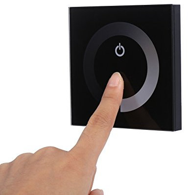 Interruttore Dimmer Touch LED, Pannello a Sfioramento Monocolore Dimmer, Interruttore a Parete Controller per Striscia Luminosa a LED DC 12V-24V (Nero)