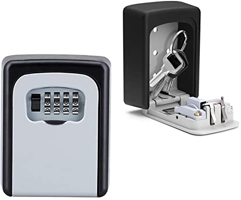 Tissting Security Key Lock Box 4 Digit Combination Aluminium Alloy Wall Mount Portable Large Capacity Key Safe Storage for Home Office Factory Construction Site