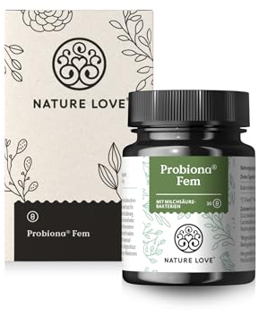 NATURE LOVE® Probiona Fem - Milchsäurebakterien für Frauen Intimflora - Mit 5 Milchsäure Kulturen: Lactobacillus Rhamnosus, Acidophilus, Crispatus Casei, Fermentum - 30 Kapseln - vegan & laborgeprüft
