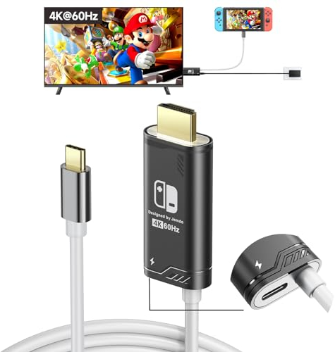 JINGDU 4K@60Hz USB-C-auf-HDMI-Kabel kompatibel mit Nintendo Switch NS/OLED/Steam Deck/ROG Ally only, 2 m, tragbares Switch-Dock ersetzt Original-Dock für TV-Bildschirmspiegelung, Schwarz
