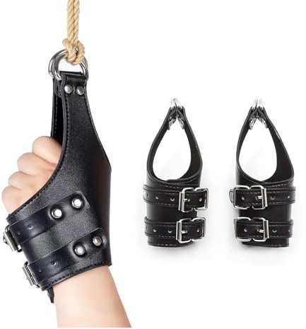 Leder Handschellen BDSM Bondage set Fessel mit Handschellen LederStand Hänge Fesseln Fetisch SexSpielzeug für Paare SM Bondage Leder Hängeschlaufen Handfesseln Hängefesseln PU Handfesseln Fesselset