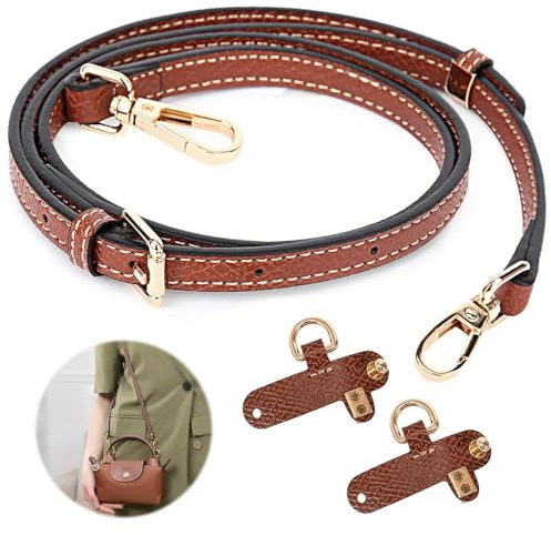 WEILONGB Schultergurt für Tasche, verstellbar, mit 2 Adaptern, aus Leder, klassisch, braun