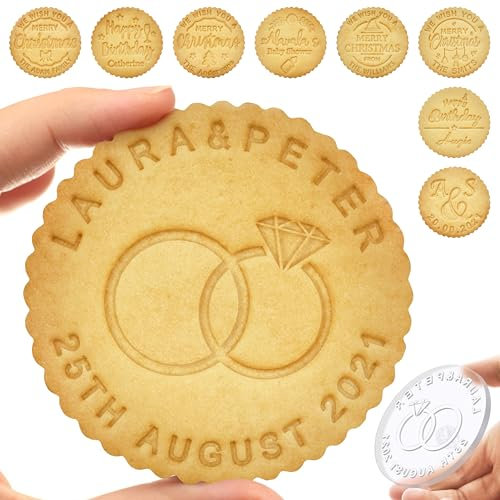 Timbro per biscotti personalizzato per matrimonio con nome di famiglia personalizzato tema natalizio timbro per biscotti personalizzato con manico per cottura in acrilico taglierina regali