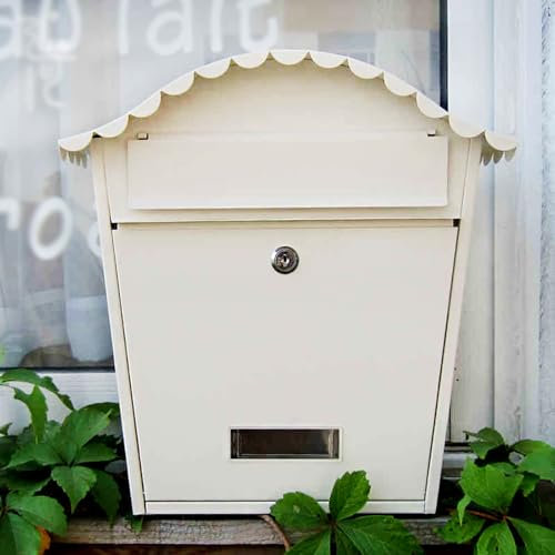 Postkasten, Briefkasten,Briefkästen, Briefkasten Namensschild, Briefkasten Modern, Metallbriefkasten, Sicherer Schlüsselkasten, Briefkästen und Zubehör, für Draußen, Zuhause, Büro, Geschäft(White)