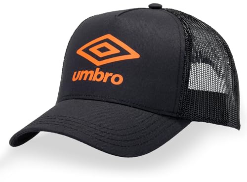 Umbro Justerbar keps för män och kvinnor, original och bekväm truckerkeps TU, Mörkgrå/orange, One size