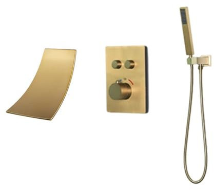 Miscelatore Termostatico Doccia Oro Spazzolato Rubinetto Vasca da Bagno con Doccetta Miscelatori a Cascata Miscelatore Doccia Incasso con Deviatore