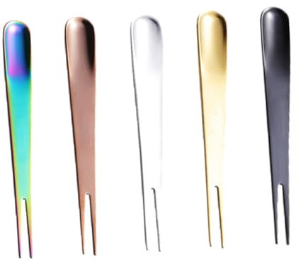 PRETYZOOM Lot de 5 Fourchettes à Fruits en Acier Inoxydable 2 Dents Utilisation pour Dessert et Apéritif Design Élégant pour Fête et Dégustation
