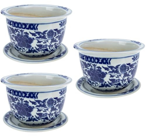 Yardwe 3 Juegos Maceta de Almacenamiento suculenta Plant Pot tiestos Decorativos Jardinera Original Soporte de la Planta de la Rueda maceteros Bol macetero de Gran tamaño macetas cerámica