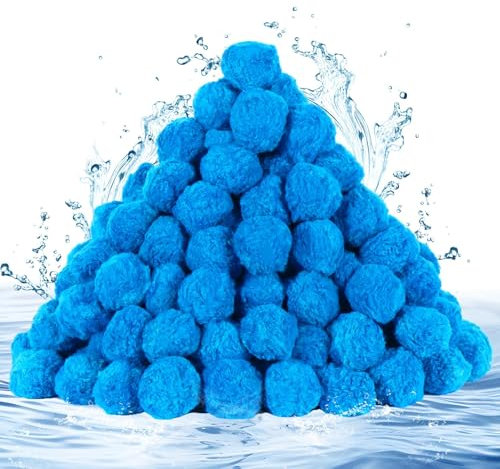 3 lbs Pool-Filterbälle für Sandfilter, wiederverwendbare Pool-Sand-Filterbälle, effiziente Pool-Faser-Filterbälle, blaue Filtermedienbälle für Pool (entspricht 55lbs Pool-Filter-Sand) (1400g, Blau)