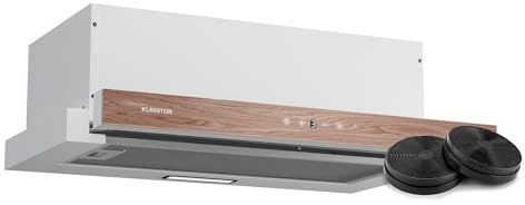 Klarstein ZenFusion Dunstabzugshaube Unterbau, 60-cm-Unterbauhaube mit Teleskopabzug, 400 m³/h Luftdurchsatz, Energieeffizienzklasse A, Touch-Bedienung, LED-Beleuchtung, Fett- und Aktivkohlefilter