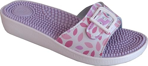 EKO FIT - Sandale de Maison en synthétique Femme avec Semelle de Massage à Picots – Stimule la Circulation – Confort Optimal – Avec Boucle Réglable – Antidérapante