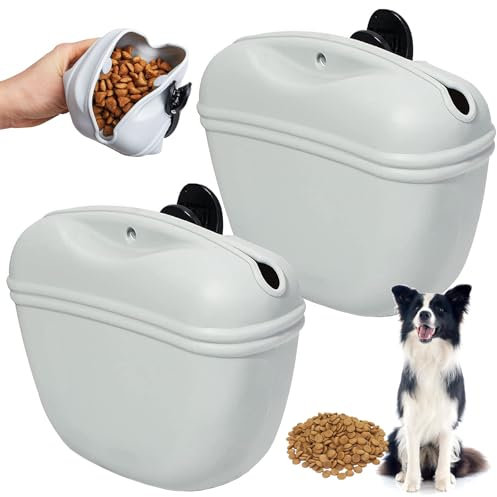 Jiavlyx 2 Stück Hunde Futterbeutel aus Silikon, 12×10×5cm Leckerli-Tasche aus Silikon, Snackbeutel mit Clip und Magnet, Tragbare Leckerli-Tasche, Futterbeutel Hundetraining, Für Hundetraininng