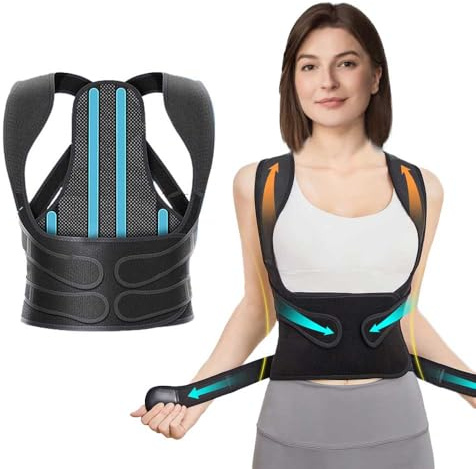 IFECKF Rücken Geradehalter, Haltungskorrektur Rücken Herren Damen, Verstelbarer Schultergurt Posture Corrector, Rückenstrecker für Linderung Rückenschmerzen und Kyphose (M)