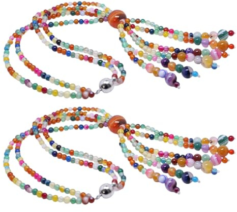 Introti Magnetische Vorhang-Raffhalter, Boho-Stil, bunte Perlen, Vorhanghalter für Zuhause, Büro