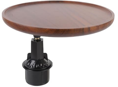 RASTKY Mesa de Bandeja de Portavasos de Automóvil Giratorio de 360 ​​°, Portavasos de Madera, Estación de Comida para la Mayoría de los Portavasos, Asientos Traseros, Mesa de Tazas de