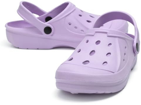 Mens Ladies Clogs Womens Unisex Sandals Slippers Slip On Mules Garden Beach Summer Size UK 4-11 (Lilac, UK Footwear Size System, Adult, Women, Numeric, Medium, 7)